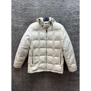 Y2K RL Polo Jeans Co Quilted Full Zip Down Puffer Jacket White‎ Mens Size S